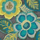 Floral Assortment Teal on Dark Grey Crop III