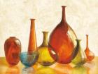 Colorful Glass Vessels on Ivory