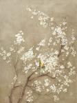 White Cherry Blossom I Neutral Crop Bird