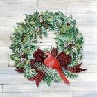 Holiday Wreath I on Wood