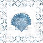 Navy Scallop Shell on Newsprint