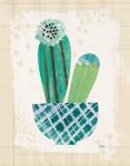 Collage Cactus II on Graph Paper Teal