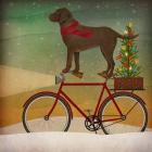 Brown Lab on Bike Christmas