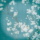 White Cherry Blossoms II on Teal Aged no Bird