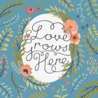 Retro Garden II - Love Grows Here Blue