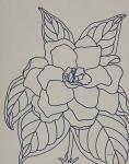 Gardenia Line Drawing Gray Crop