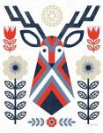 Folk Lodge Deer II Red Navy