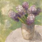 Purple Hyacinths in Vase Green