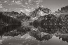 Baron Lake Monte Verita Peak Sawtooh Mountains II BW