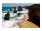 High angle view of rocks on the beach, Twelve Apostles, Port Campbell National Park, Victoria, Australia