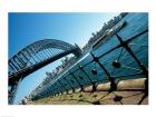Low angle view of a bridge at a harbor, Sydney Harbor Bridge, Sydney, New South Wales, Australia