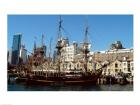 Sailing ship moored in a harbor, Waterfront Restaurant, Sydney, New South Wales, Australia