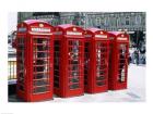 Telephone booths in a row, London, England