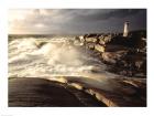 Waves crashing against rocks, Peggy's Cove Lighthouse, Peggy's Cove, Nova Scotia, Canada