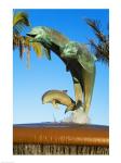 Dolphin Fountain on Stearns Wharf, Santa Barbara Harbor, California, USA