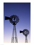 Silhouette of windmills, American Wind Power Center, Lubbock, Texas, USA