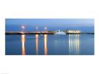 Buildings lit up at dusk, Darwin Wharf Precinct, Darwin, Australia