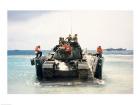 Army soldiers on a military tank in the sea, M551 Sheridan