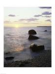 Rocks on the beach at sunrise