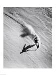 High angle view of a man skiing downhill