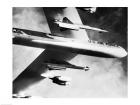 Low angle view of a bomber plane carrying missiles during fight, AGM-28 Hound Dog, B-52 Stratofortress