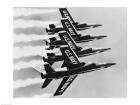 Four fighter planes flying in a formation, Blue Angels, US Navy Precision Flight Team