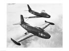 High angle view of two fighter planes in flight