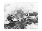 High angle view of a military airplane in flight, C-130 Hercules