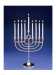 Close-up of a menorah with a Star of David