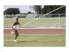 Male athlete pole vaulting