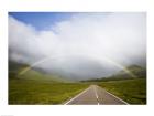 Scotland, Highland Region, Empty Road and Rainbow