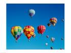 Low angle view of hot air balloons in the sky, Albuquerque, New Mexico, USA