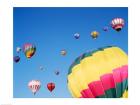 Low angle view of hot air balloons in the sky, Albuquerque, New Mexico, USA