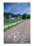 Cycle, Bicycle Path and Two Cyclists, Town View, Beilstein, Mosel Valley, Rhineland, Germany