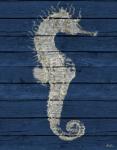 Antique Seahorse on Blue I