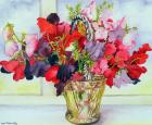 Sweet Peas in a Vase (w/c on paper)