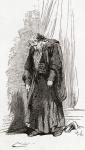 A scene from William Shakespeare's play 'Merchant of Venice', Act IV, Scene 1, Shylock: "I pray you, give me leave to go from hence. I am not well", from 'The Works of William Shakespeare', published 1896 (engraving)