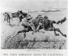 A Peril of the Plains, the First Emigrant Train to California, engraved by F.H.W. (engraving) (b/w photo)