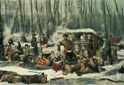 American Forest Scene - Maple Sugaring, 1856 (colour litho)