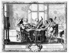 The Music Ensemble with a Lute (engraving) (b/w photo)