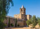 Antequera, Malaga Province, Andalusia, southern Spain. Looking across the courtyard, or Patio de Armas, of La Alcazaba (citadel or castle) to the Torre del Homenaje, or Keep. (photo)