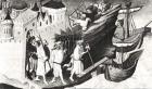 Expedition against the Island of Cipangu (Japan) from the Livre des Merveilles du Monde, c.1410-12 (vellum) (b/w photo)