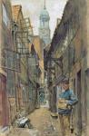 A Back Alley in Hamburg, 1891 (w/c on paper)