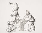 Somersaults, illustration from a facsimilie of 'Excercises in Leaping and Vaulting', by A. Tuccaro, published 1599, from 'Le Moyen Age et La Renaissance' by Paul Lacroix (1806-84) published 1847 (litho)