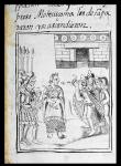 Ms Palat. 218-220 Book IX Marina interpreting for the Spaniards at a meeting between Hernando Cortes and Montezuma (1466-1520), from the 'Florentine Codex' by Bernardino de Sahagun, c.1540-85