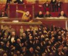 Jean Jaures (1859-1914) Speaking at the Tribune of the Chamber of Deputies, 1903 (oil on canvas)