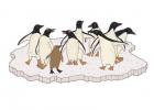 penguins on ice floe, 2014, (mixed media)