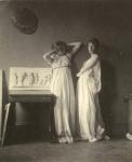 Two Female Models in Classical Costume with Eakins's Sculpture 'Arcadia', c.1883 (platinum print)