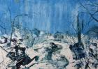 In Blue, Cammo, 2016, (monotype)