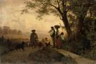 Returning Shepherd (oil on canvas)